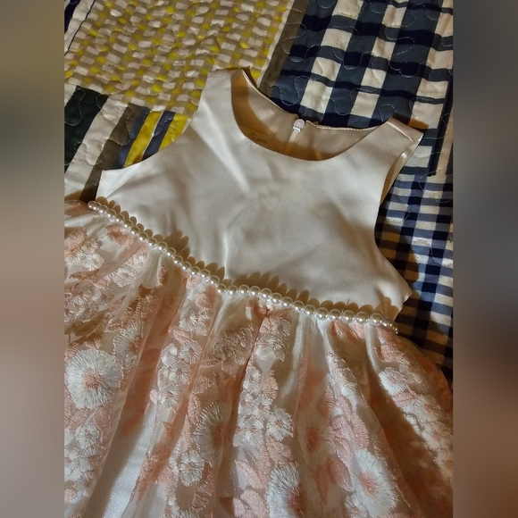 American Princess Other - Elegant Cream Kids Lace, Satin, & Pearl Dress